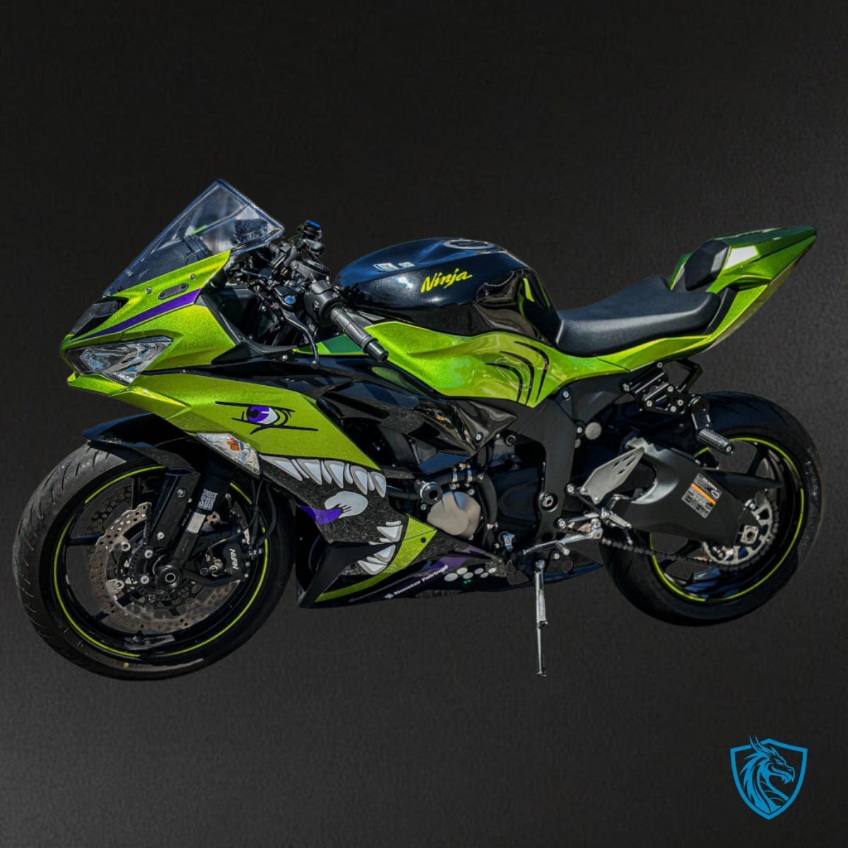 Kawasaki ZX6R (2019-2023) Lime, Green & Black Shark - MERGEment Motorcycle Fairings Kit