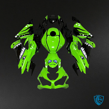 Kawasaki ZX6R (2019-2023) Gloss Green & Black Shark Fairing Kit | ABS Bodywork