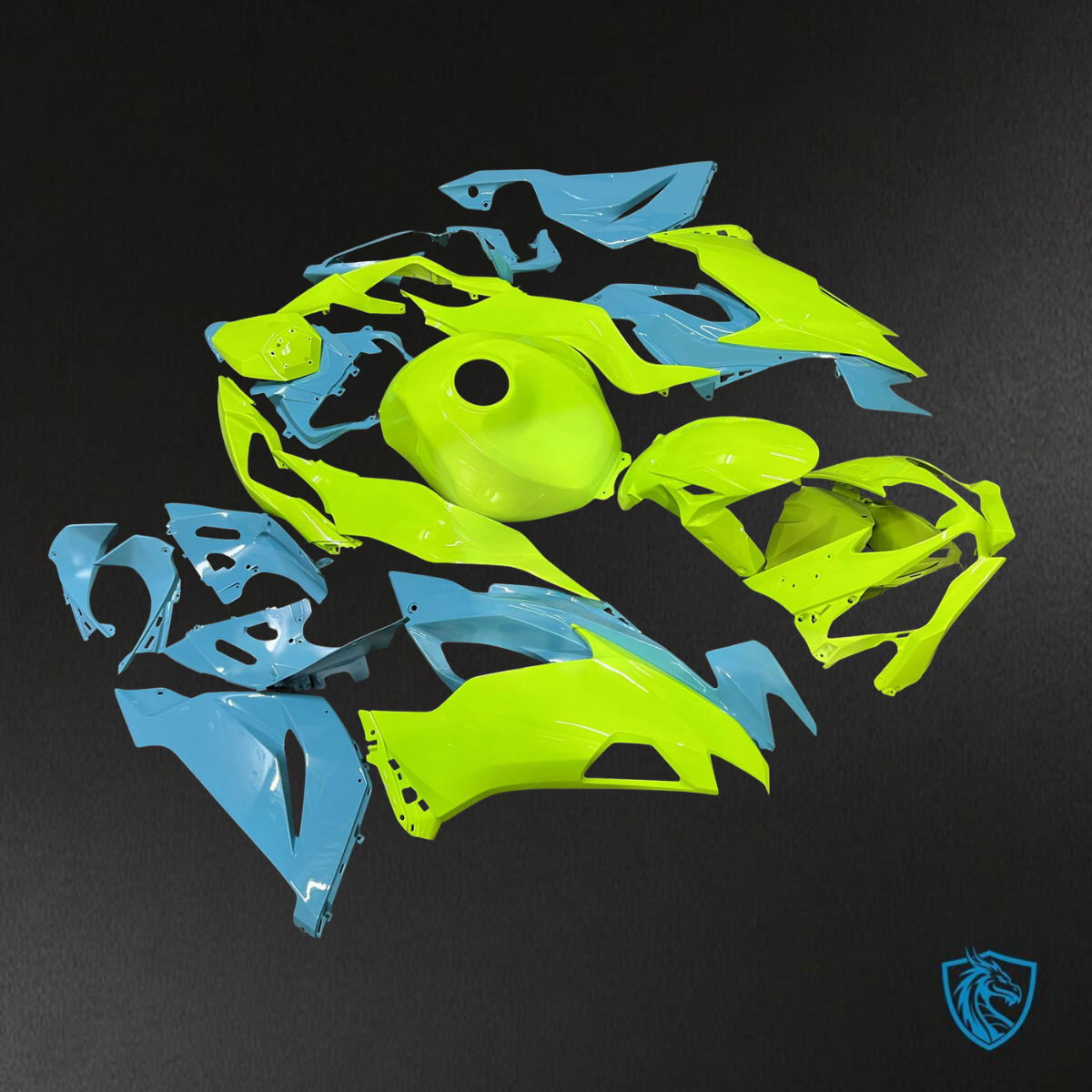 Kawasaki ZX6R (2019-2023) Gloss High Vis Yellow & Cyan ABS Bodywork - Fairings Kit