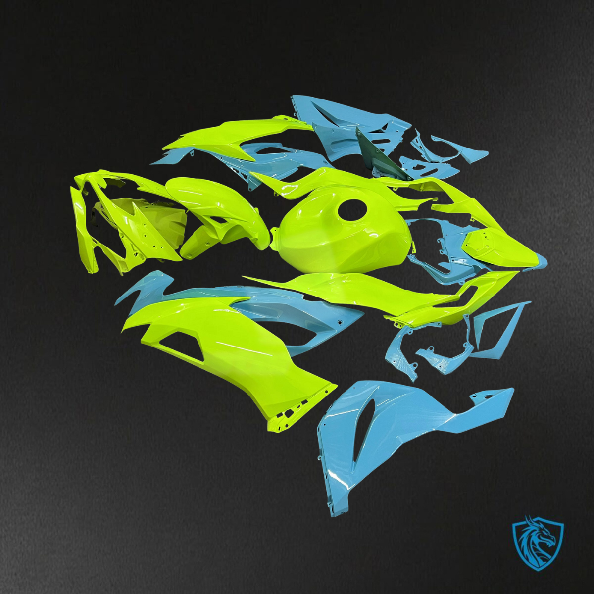 Kawasaki ZX6R (2019-2023) Gloss High Vis Yellow & Cyan ABS Bodywork - Fairings Kit