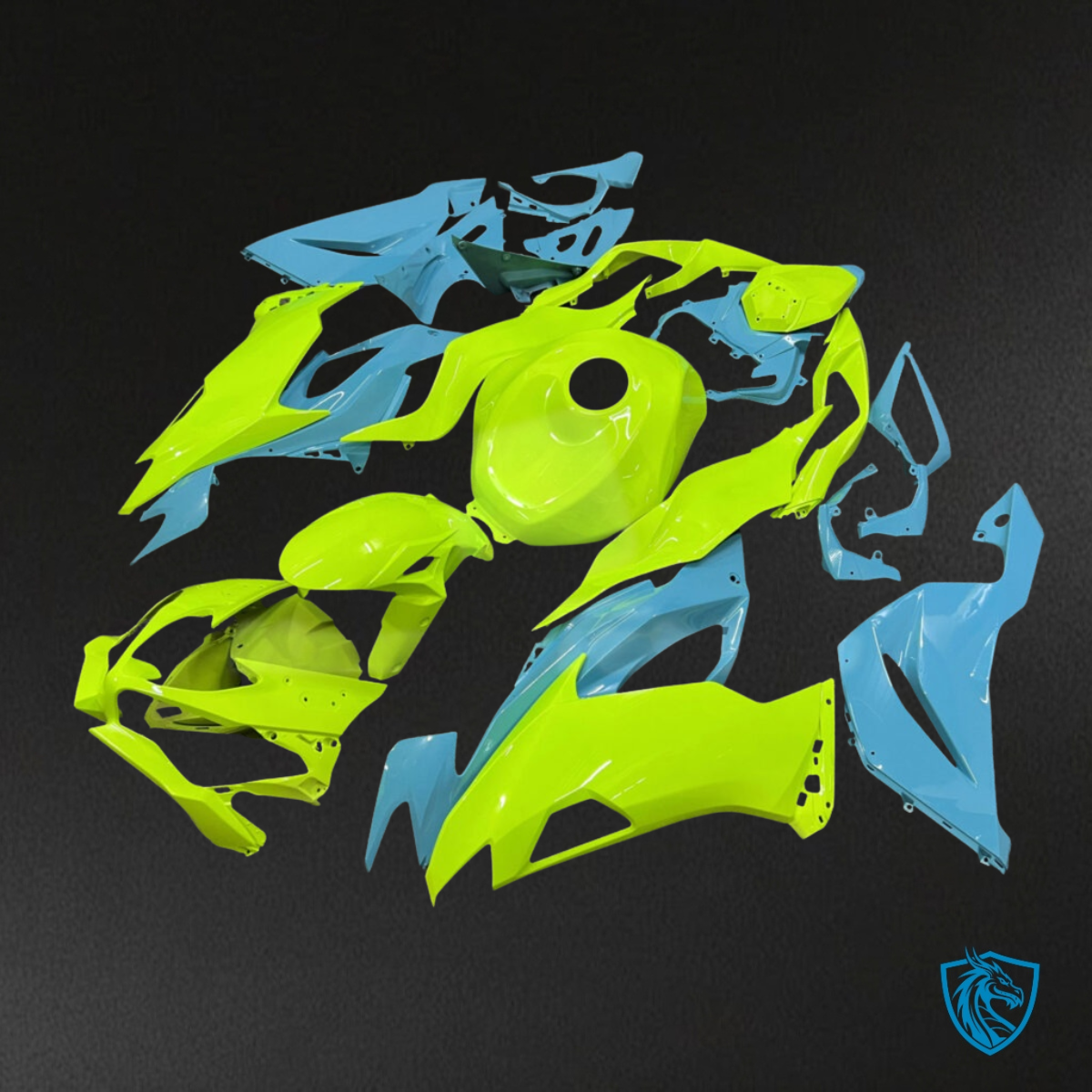 Kawasaki ZX6R (2019-2023) Gloss Yellow & Aqua High Vis - Custom ABS Fairing Kit