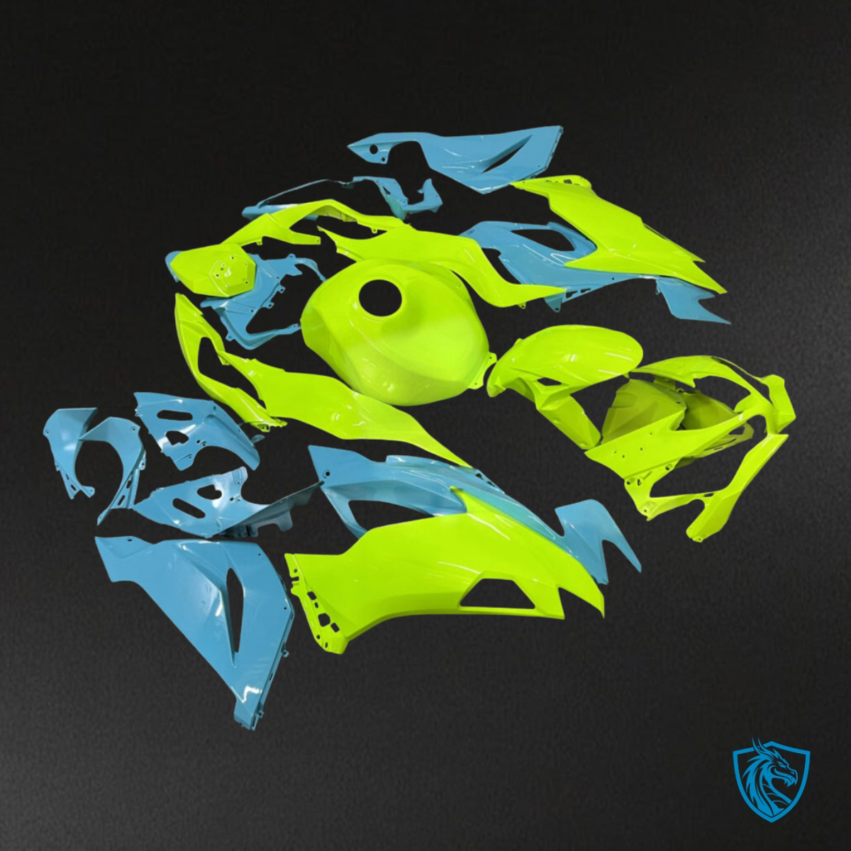 Kawasaki ZX6R (2019-2023) Gloss Yellow & Aqua High Vis - Custom ABS Fairing Kit