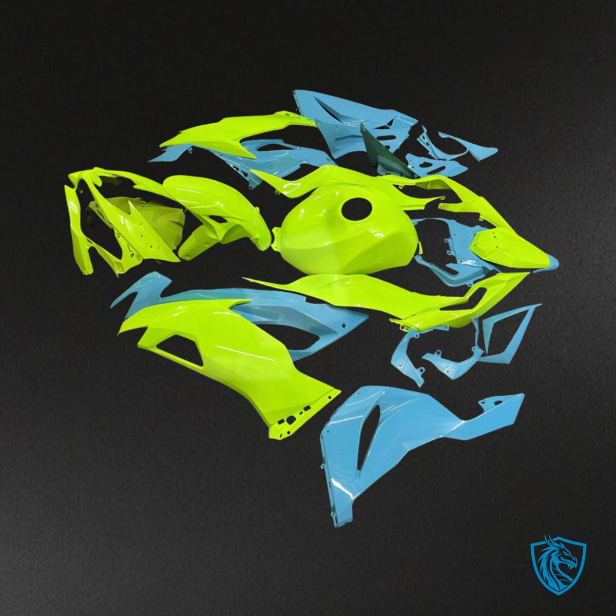 Kawasaki ZX6R (2019-2023) Gloss Yellow & Aqua High Vis - Custom ABS Fairing Kit