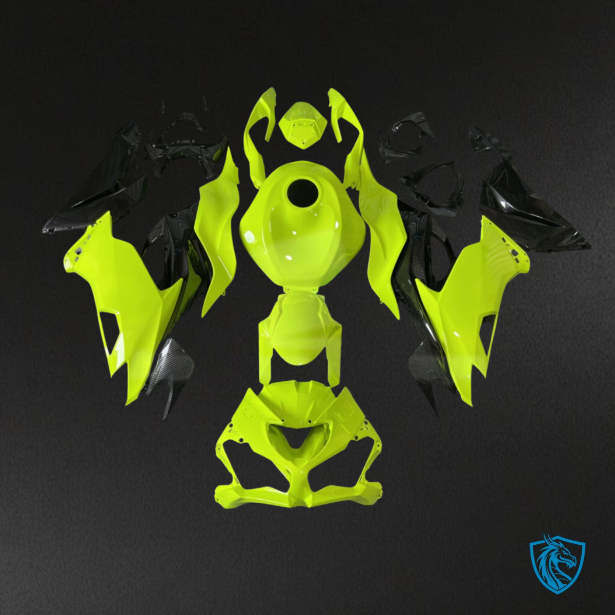Kawasaki ZX6R (2019-2023) Gloss Neon Yellow Carbon Fiber - Custom ABS Fairing Kit
