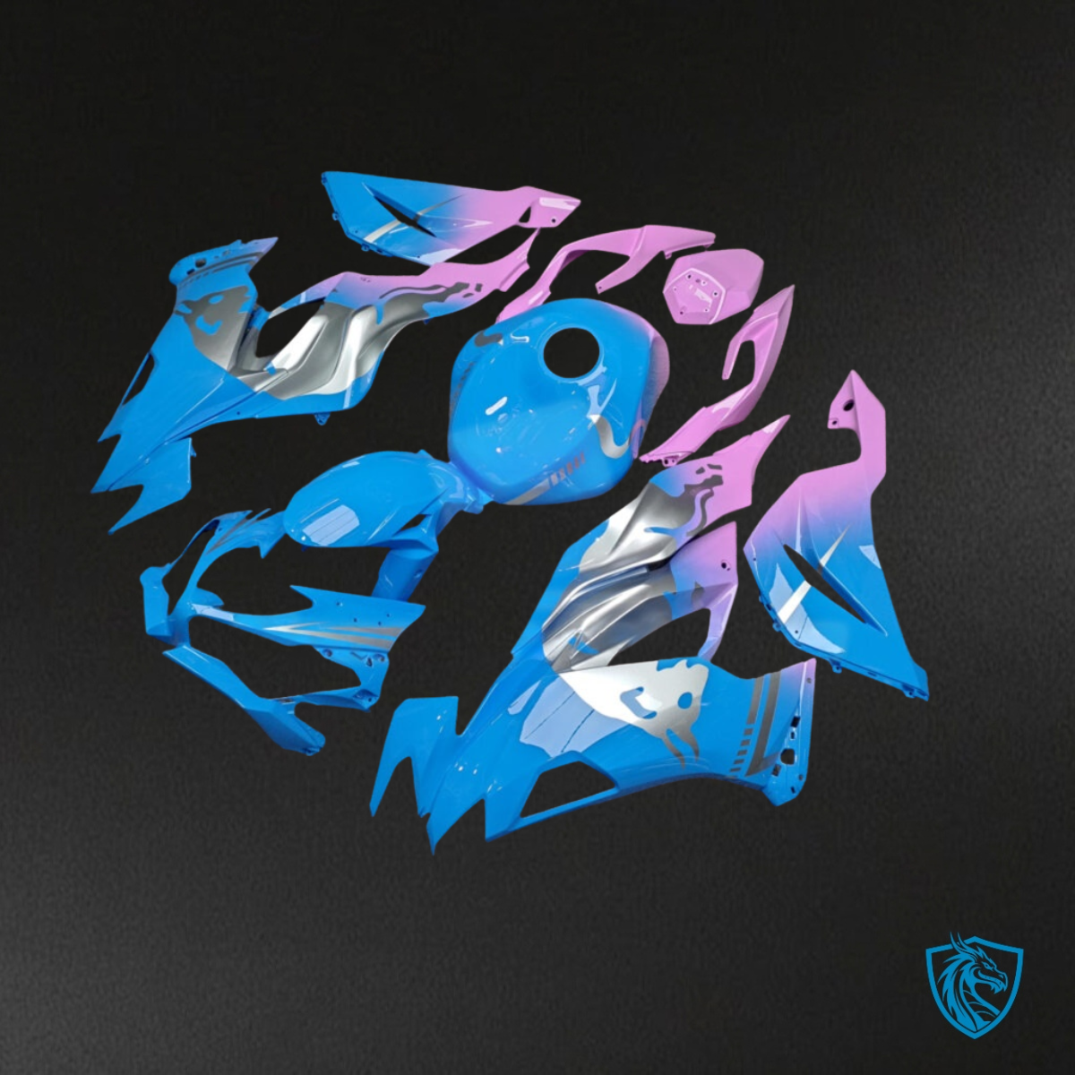 Kawasaki ZX6R (2019-2023) Gloss Light Blue & Pink Gradient - MERGEment Motorcycle Fairings Kit
