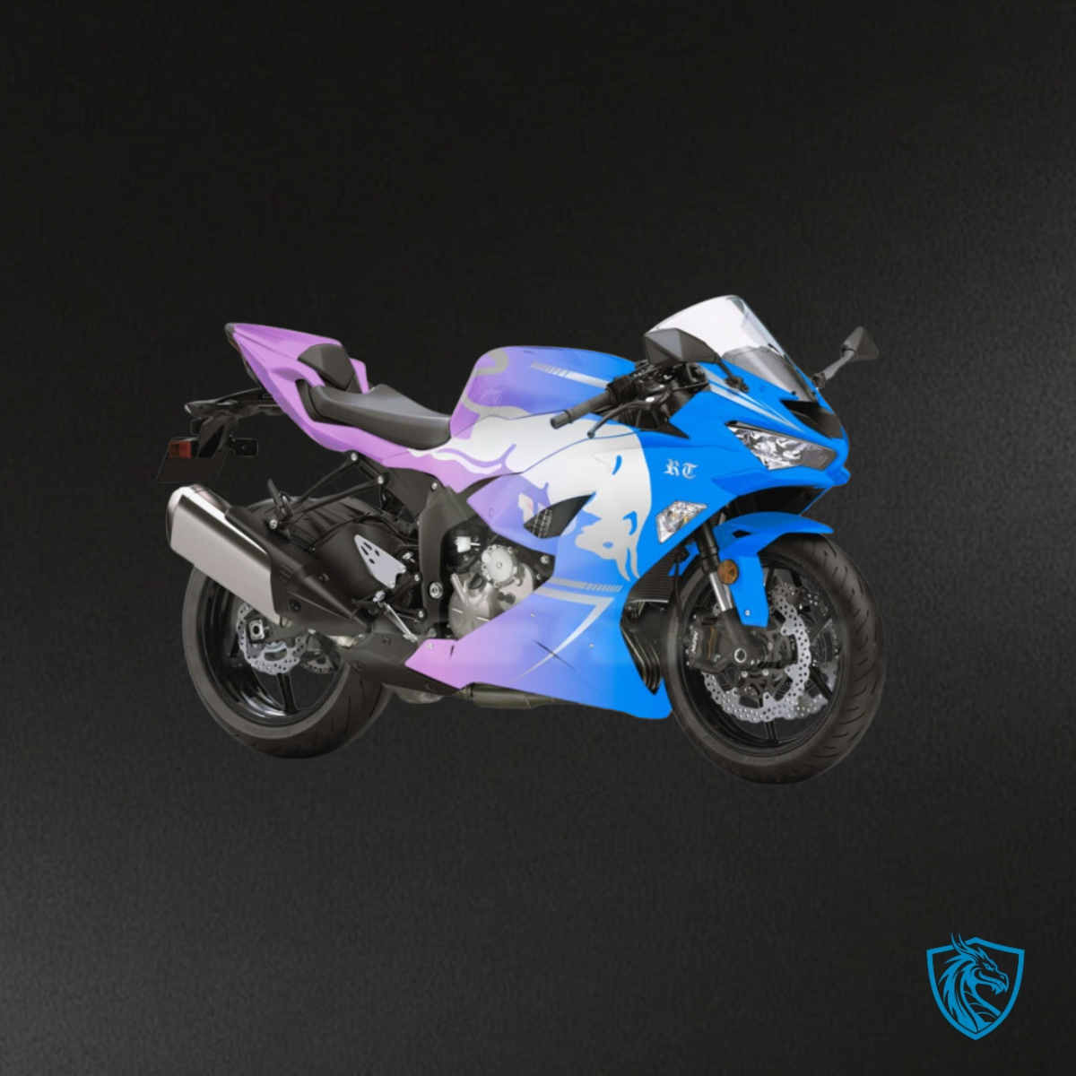 Kawasaki ZX6R (2019-2023) Gloss Light Blue & Pink Gradient - MERGEment Motorcycle Fairings Kit