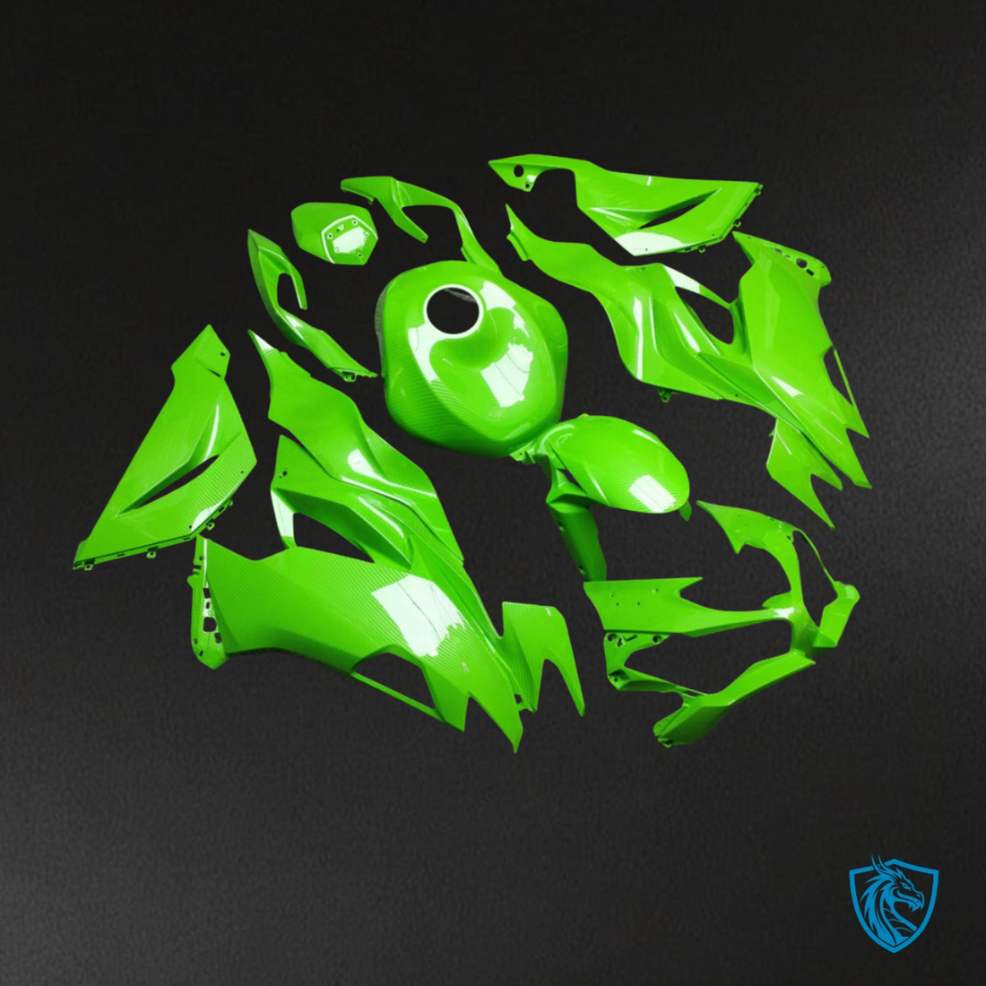 Kawasaki ZX6R (2019-2023) Gloss Light Green Carbon Fiber Style Fairing Kit | ABS Bodywork