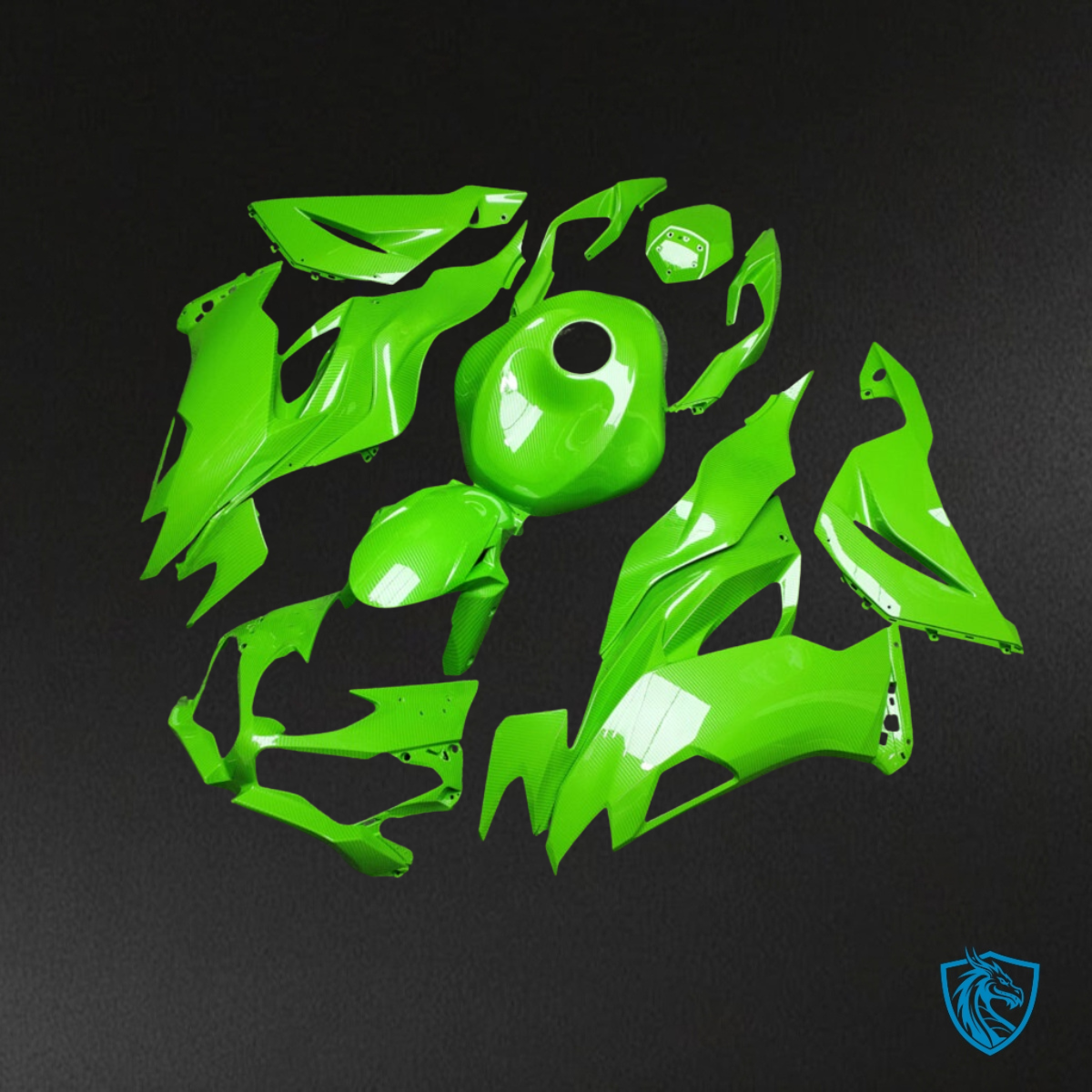 Kawasaki ZX6R (2019-2023) Gloss Light Green Carbon Fiber Style Fairing Kit | ABS Bodywork