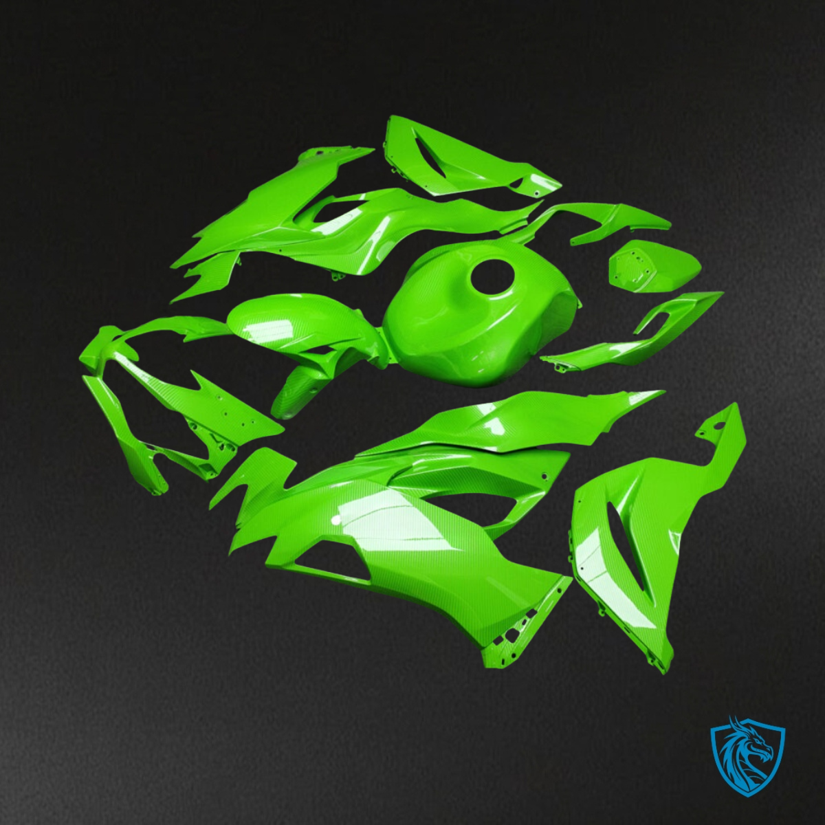 Kawasaki ZX6R (2019-2023) Gloss Light Green Carbon Fiber Style Fairing Kit | ABS Bodywork