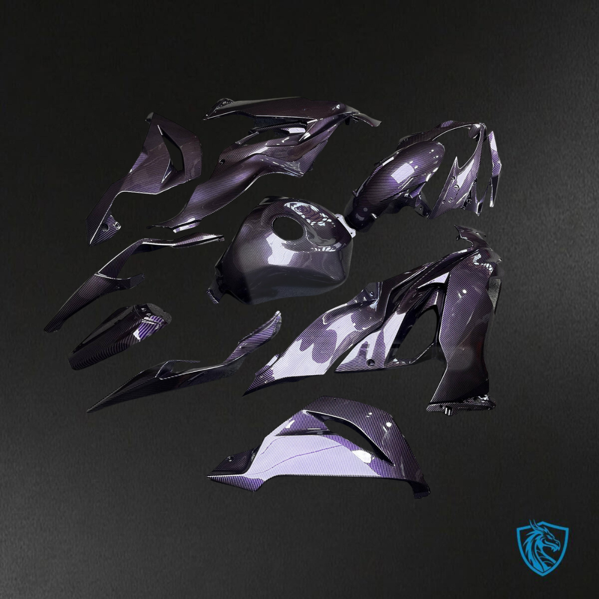 Kawasaki ZX6R (2019-2023) Gloss Light Purple Carbon Fiber Fairings Kit - Aftermarket ABS Bodywork