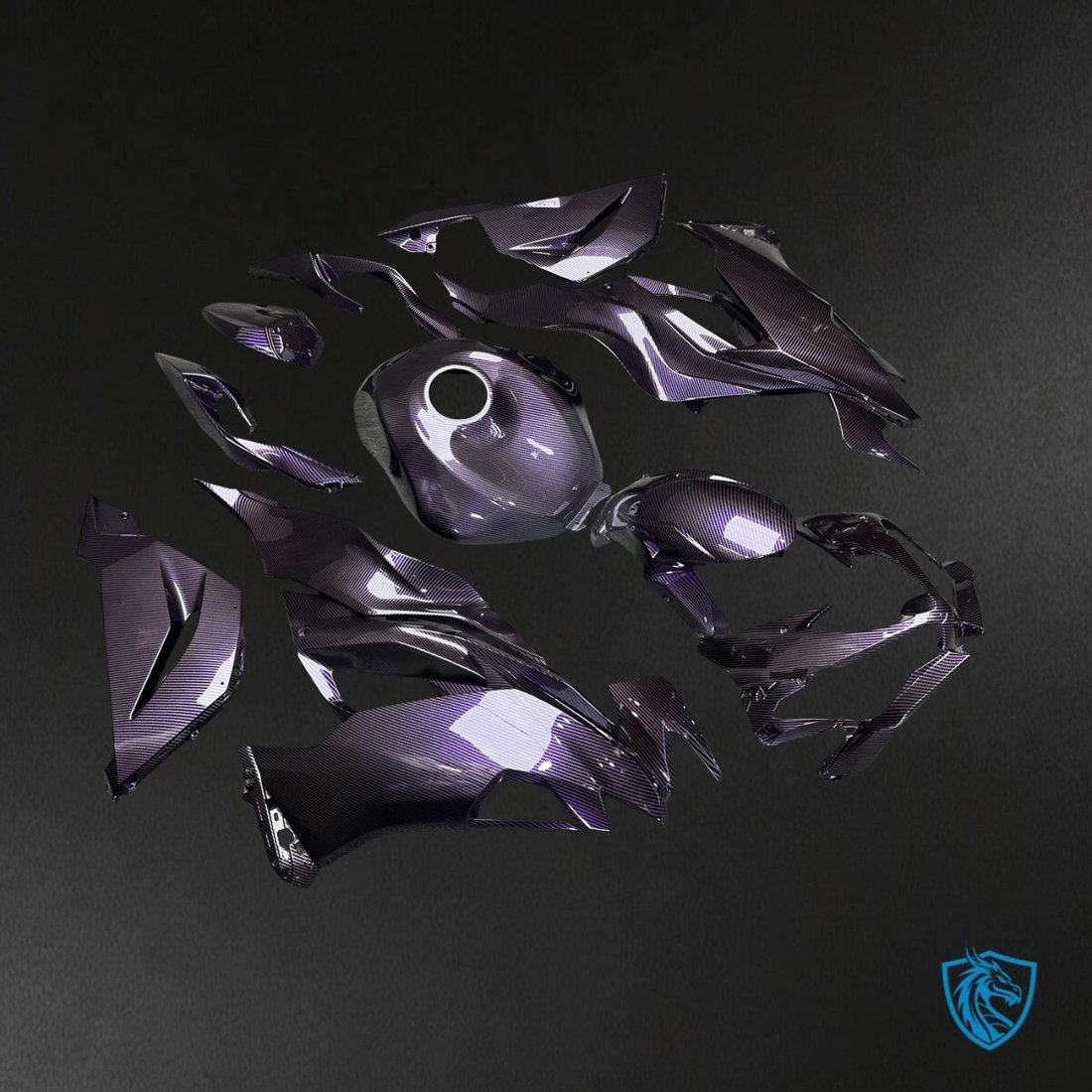 Kawasaki ZX6R (2019-2023) Gloss Light Purple Carbon Fiber Fairings Kit - Aftermarket ABS Bodywork
