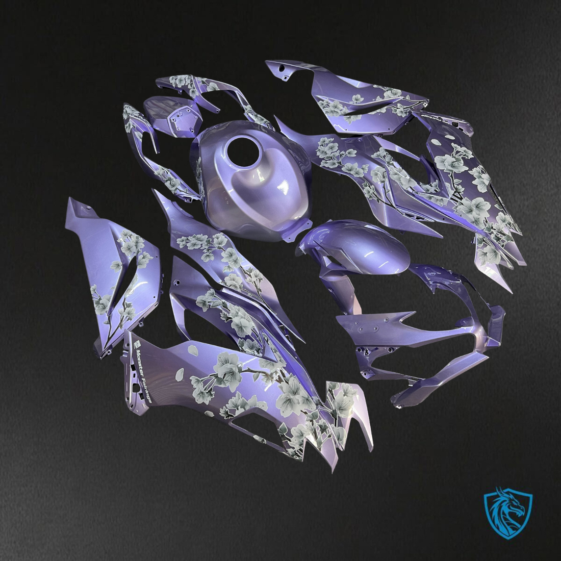 Kawasaki ZX6R (2019-2023) Gloss Lilac & White Cherry Blossom - Custom ABS Fairing Kit