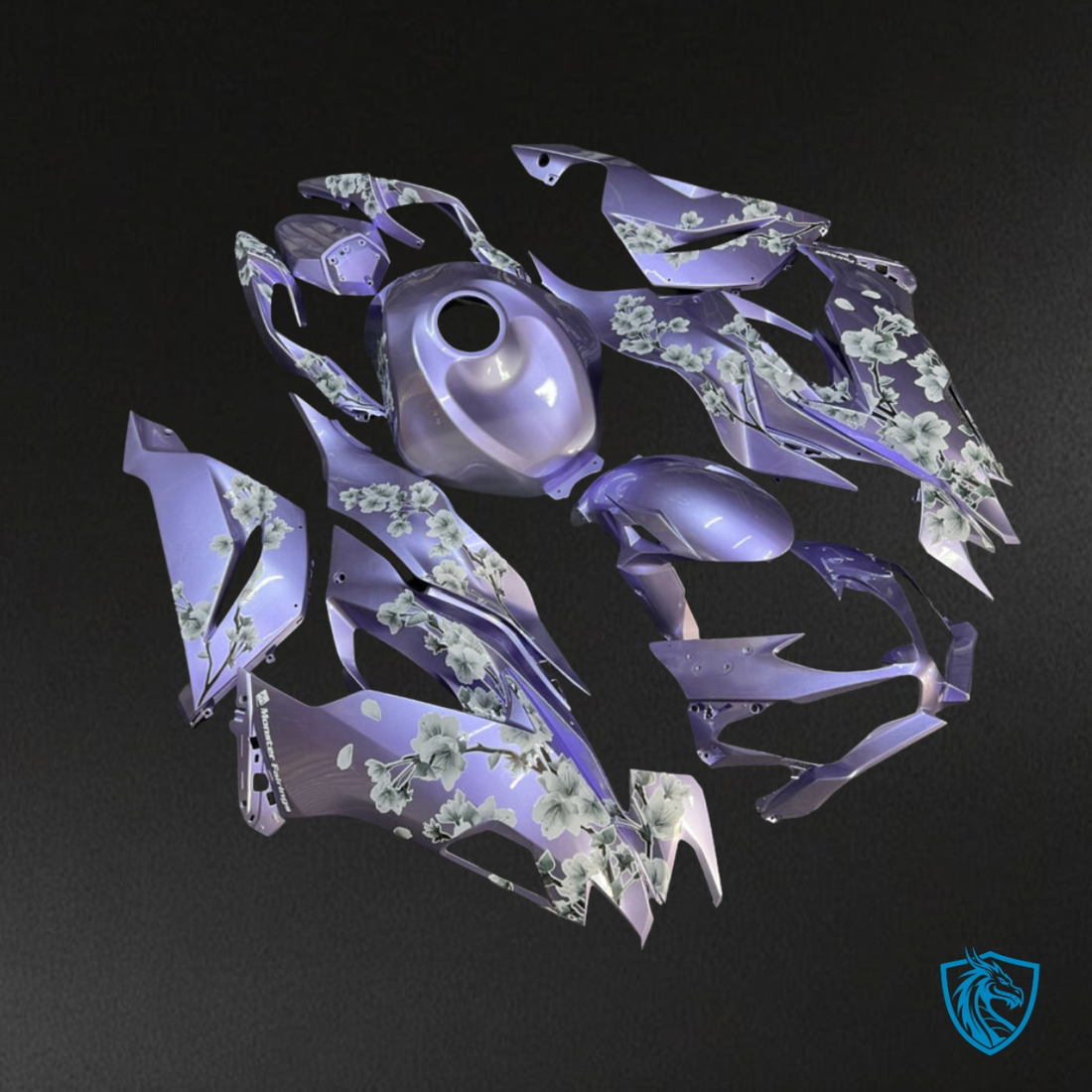 Kawasaki ZX6R (2019-2023) Gloss Lilac & White Cherry Blossom - Custom ABS Fairing Kit