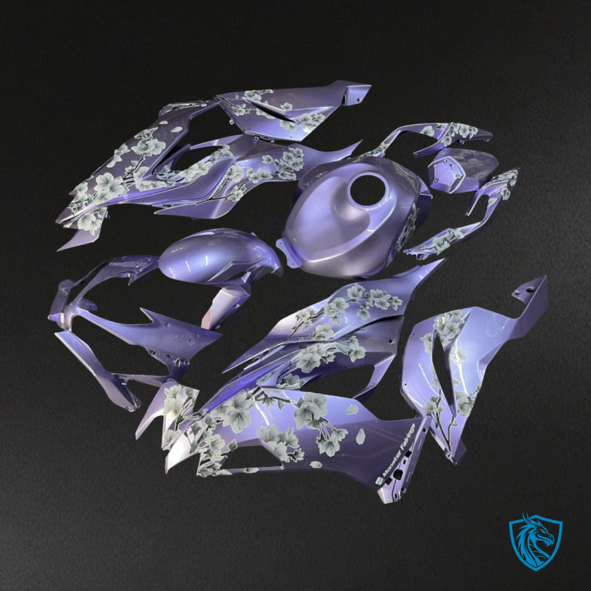 Kawasaki ZX6R (2019-2023) Gloss Lilac & White Cherry Blossom - Custom ABS Fairing Kit