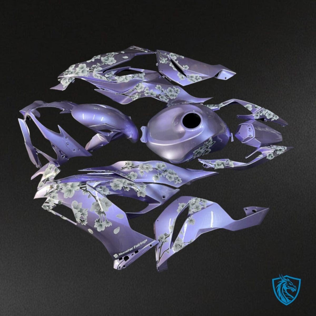Kawasaki ZX6R (2019-2023) Gloss Lilac & White Cherry Blossom - Custom ABS Fairing Kit