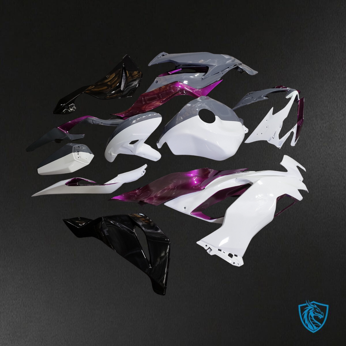 Kawasaki ZX6R (2019-2023) Gloss Nardo Gray, White & Purple - Replacement Motorcycle Fairings Kit