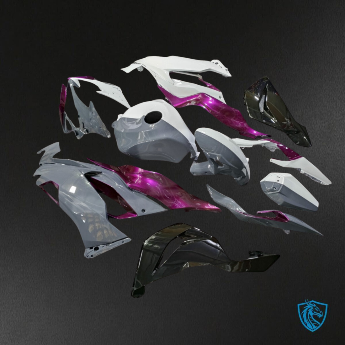 Kawasaki ZX6R (2019-2023) Gloss Nardo Gray, White & Purple - Replacement Motorcycle Fairings Kit