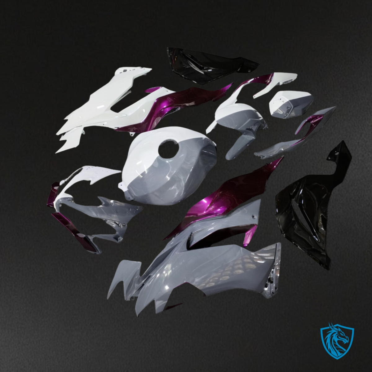 Kawasaki ZX6R (2019-2023) Gloss Nardo Gray, White & Purple - Aftermarket ABS Bodywork