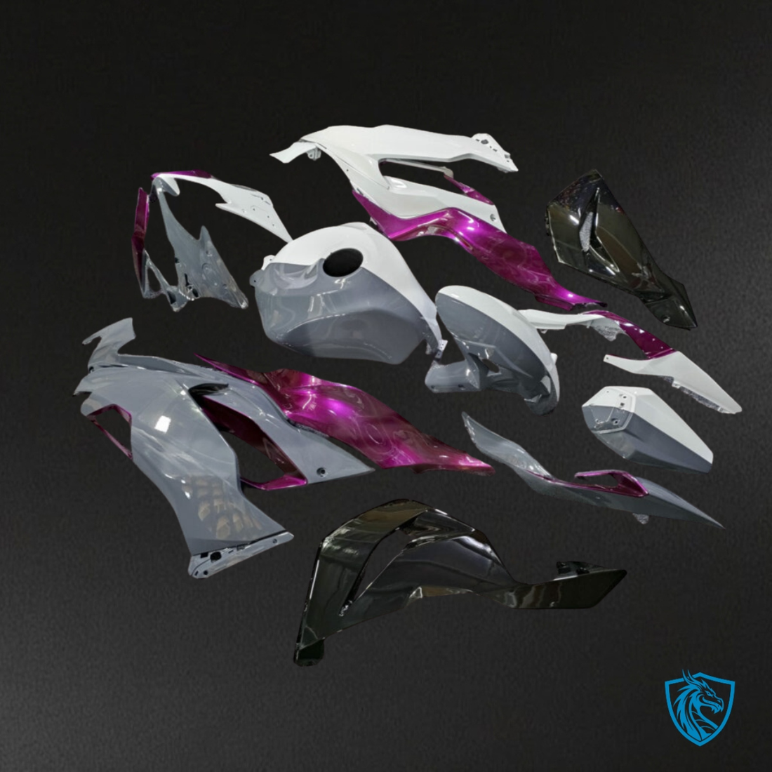 Kawasaki ZX6R (2019-2023) Gloss Nardo Gray, White & Purple - Aftermarket ABS Bodywork