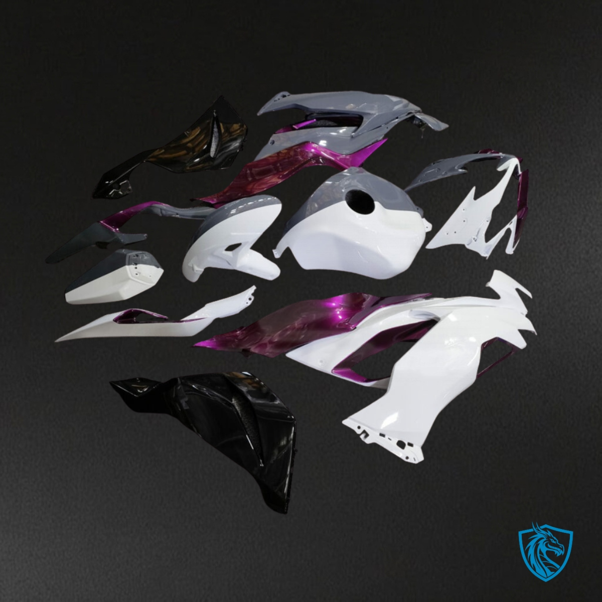 Kawasaki ZX6R (2019-2023) Gloss Nardo Gray, White & Purple - Aftermarket ABS Bodywork