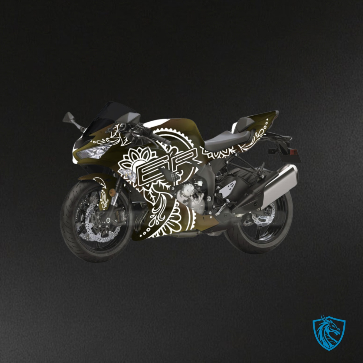 Kawasaki ZX6R (2019-2023) Gloss Pearl White & Black - MERGEment Motorcycle Fairings Kit