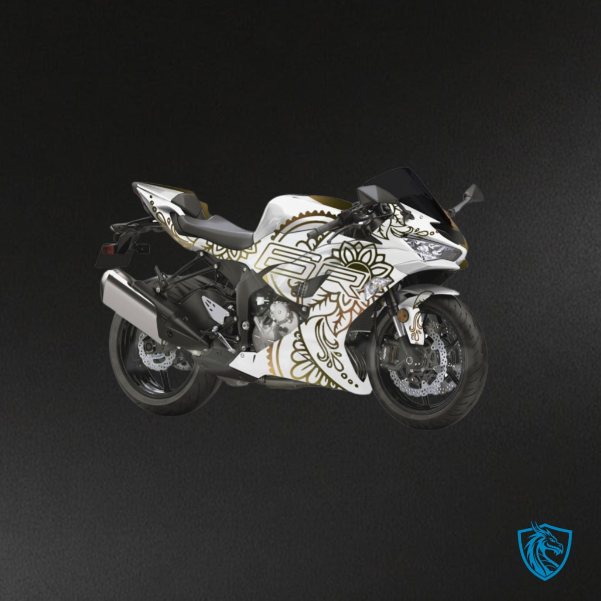Kawasaki ZX6R (2019-2023) Gloss Pearl White & Black - MERGEment Motorcycle Fairings Kit