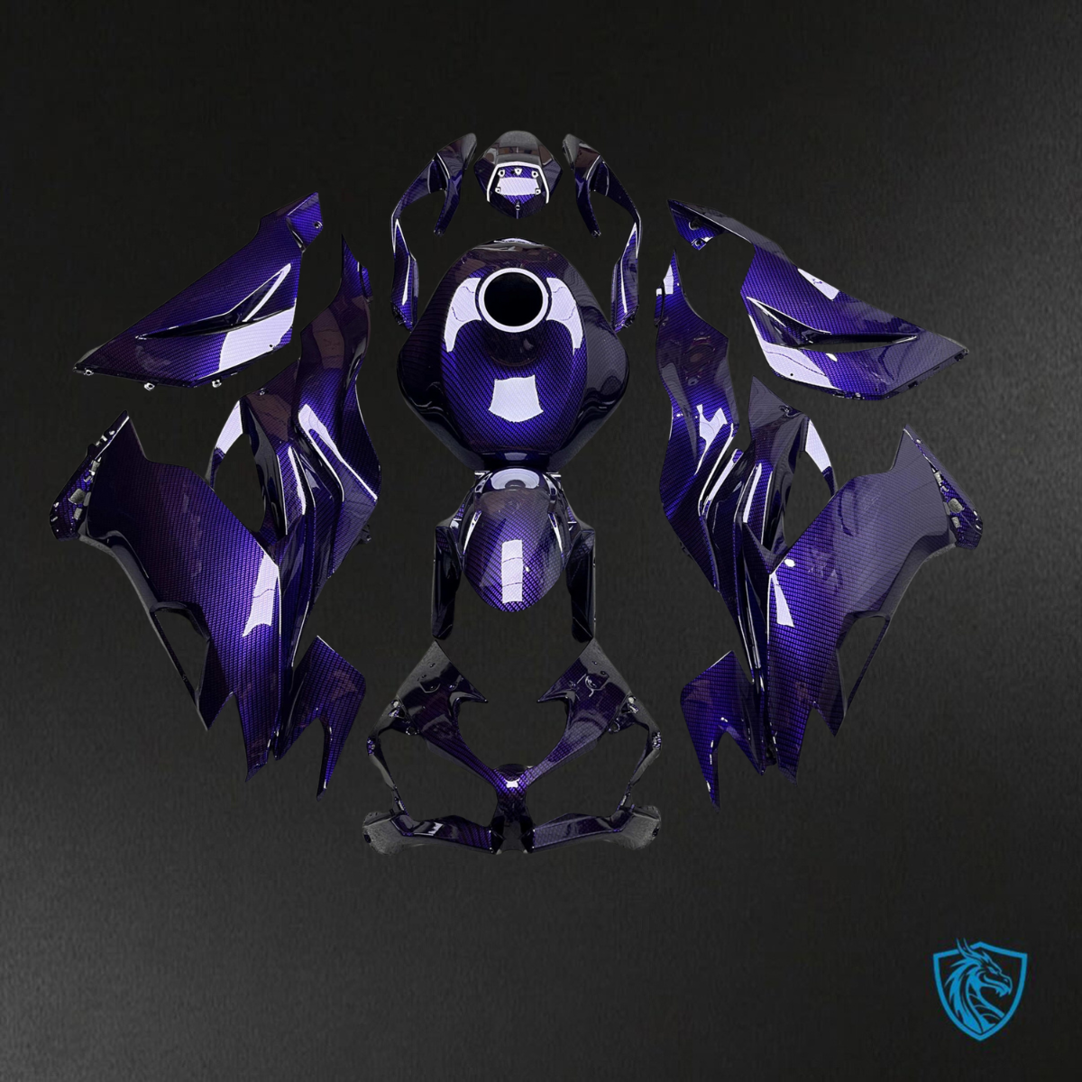 Kawasaki ZX6R (2019-2023) Gloss Purple Carbon Fiber - Replacement Motorcycle Fairings Kit