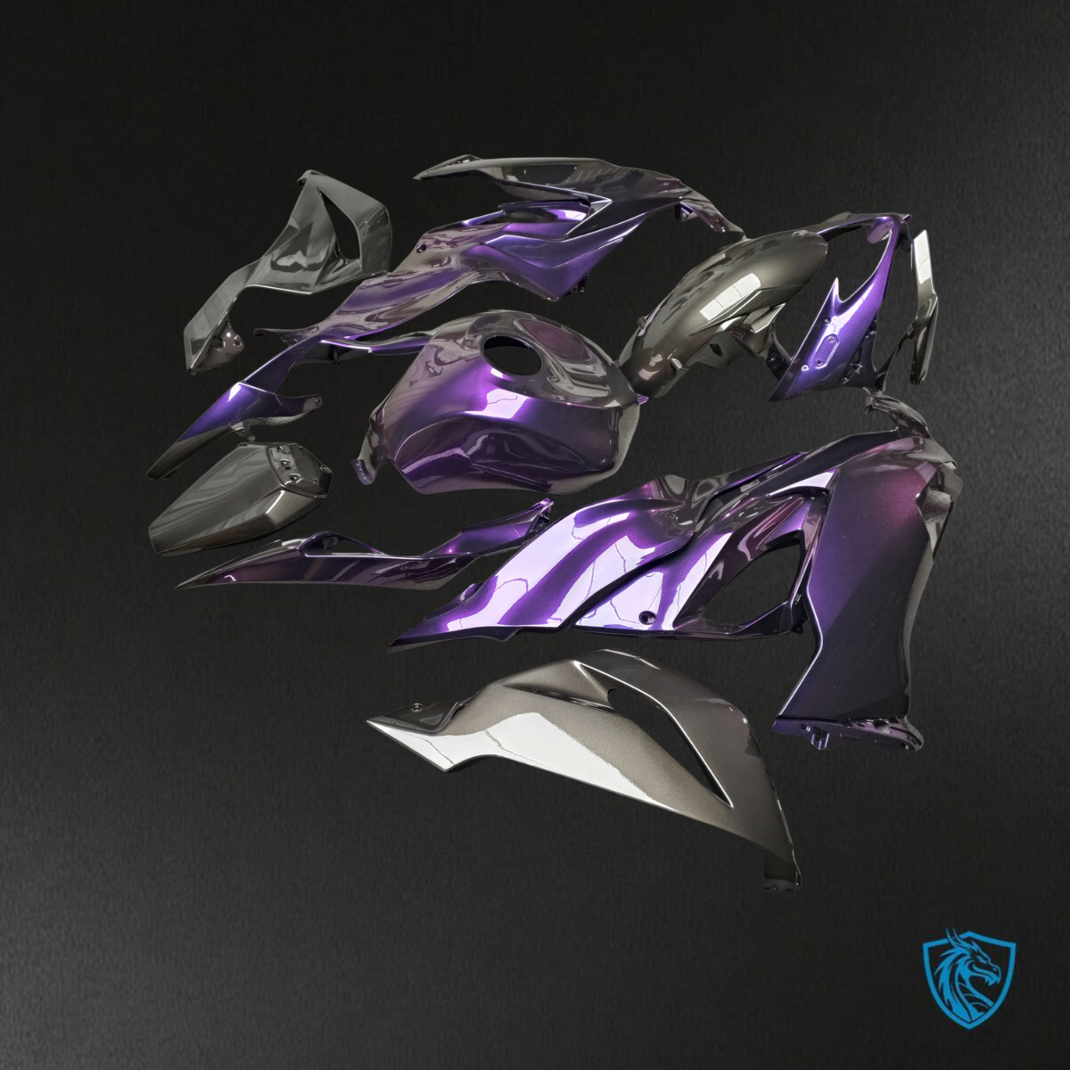 Kawasaki ZX6R (2019-2023) Gloss Purple & Black - Replacement Motorcycle Fairings Kit