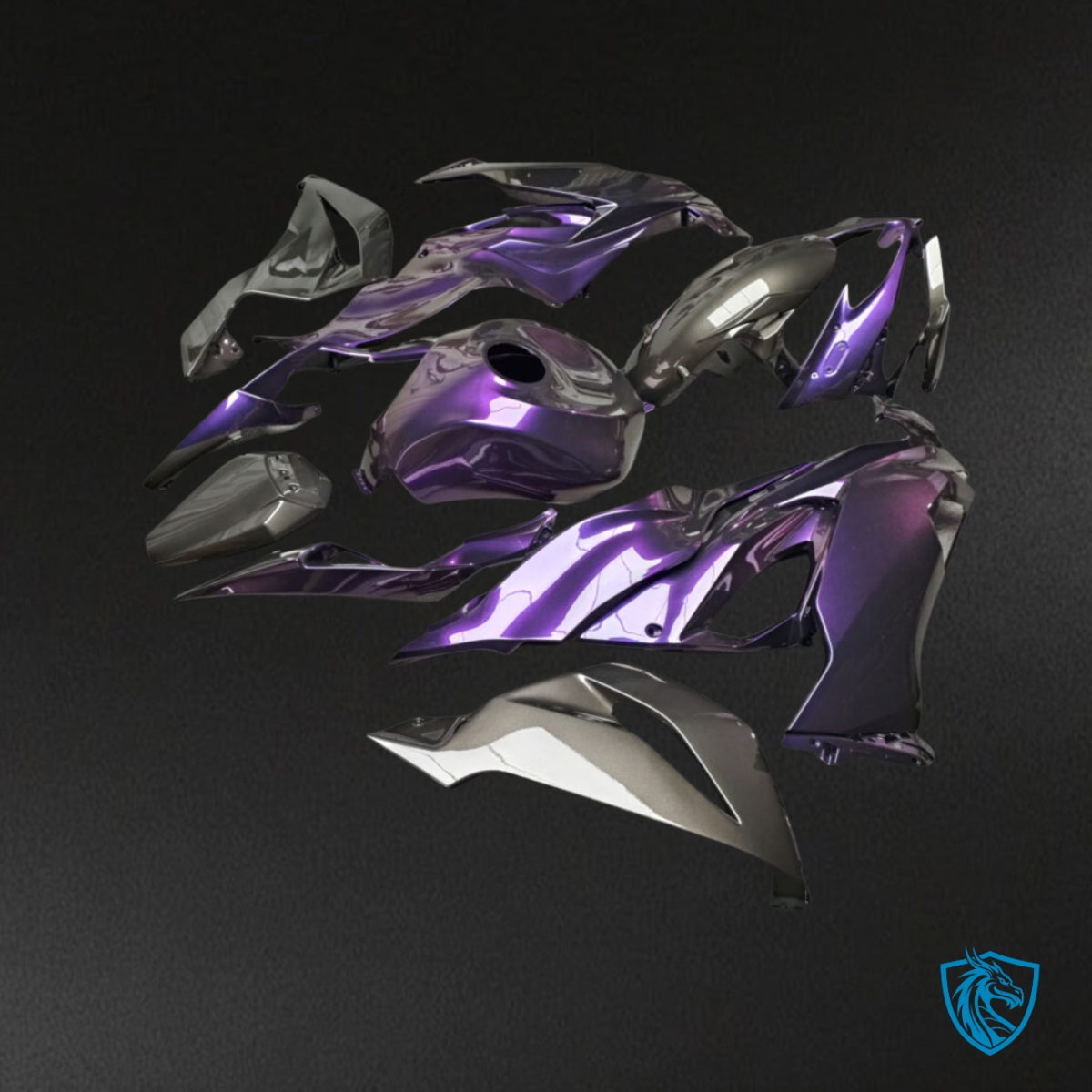 Kawasaki ZX6R (2019-2023) Gloss Purple & Black Fairings Kit - Aftermarket ABS Bodywork