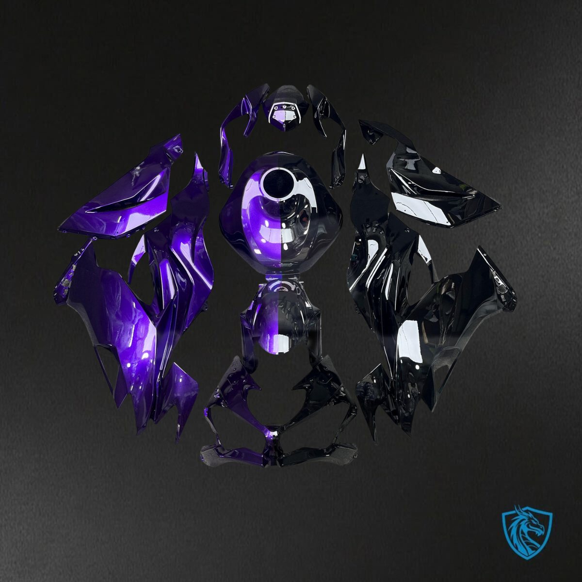 Kawasaki ZX6R (2019-2023) Gloss Purple & Black Split Fairings Kit - Aftermarket ABS Bodywork