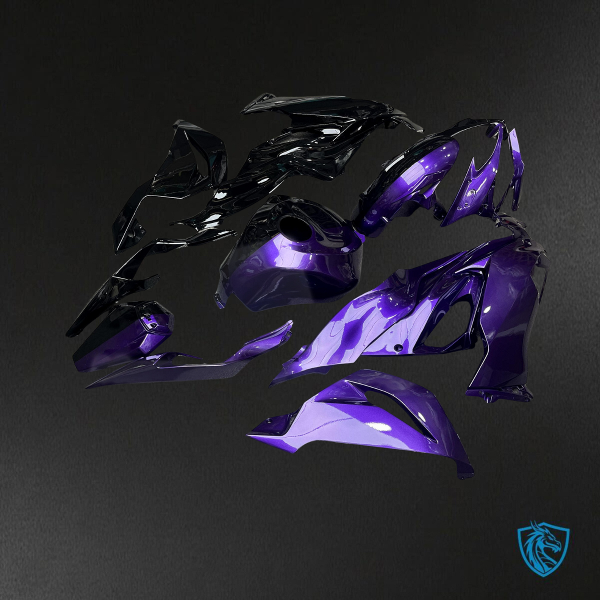Kawasaki ZX6R (2019-2023) Gloss Purple & Black Split Fairings Kit - Aftermarket ABS Bodywork