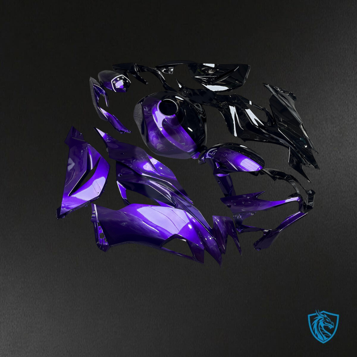 Kawasaki ZX6R (2019-2023) Gloss Purple & Black Split Fairings Kit - Aftermarket ABS Bodywork