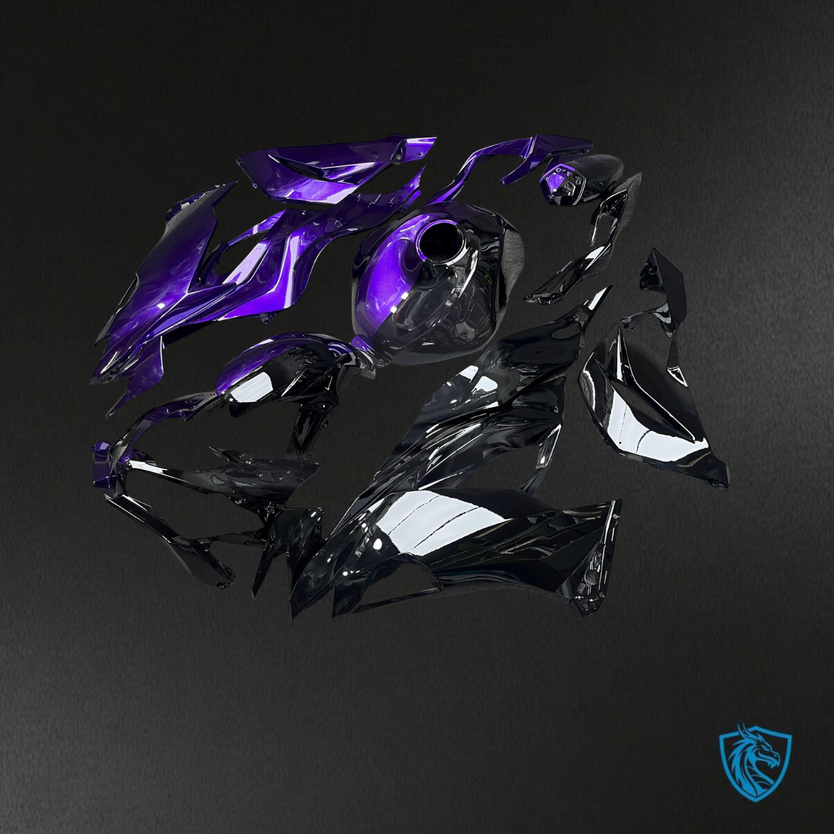 Kawasaki ZX6R (2019-2023) Gloss Purple & Black Split Fairings Kit - Aftermarket ABS Bodywork