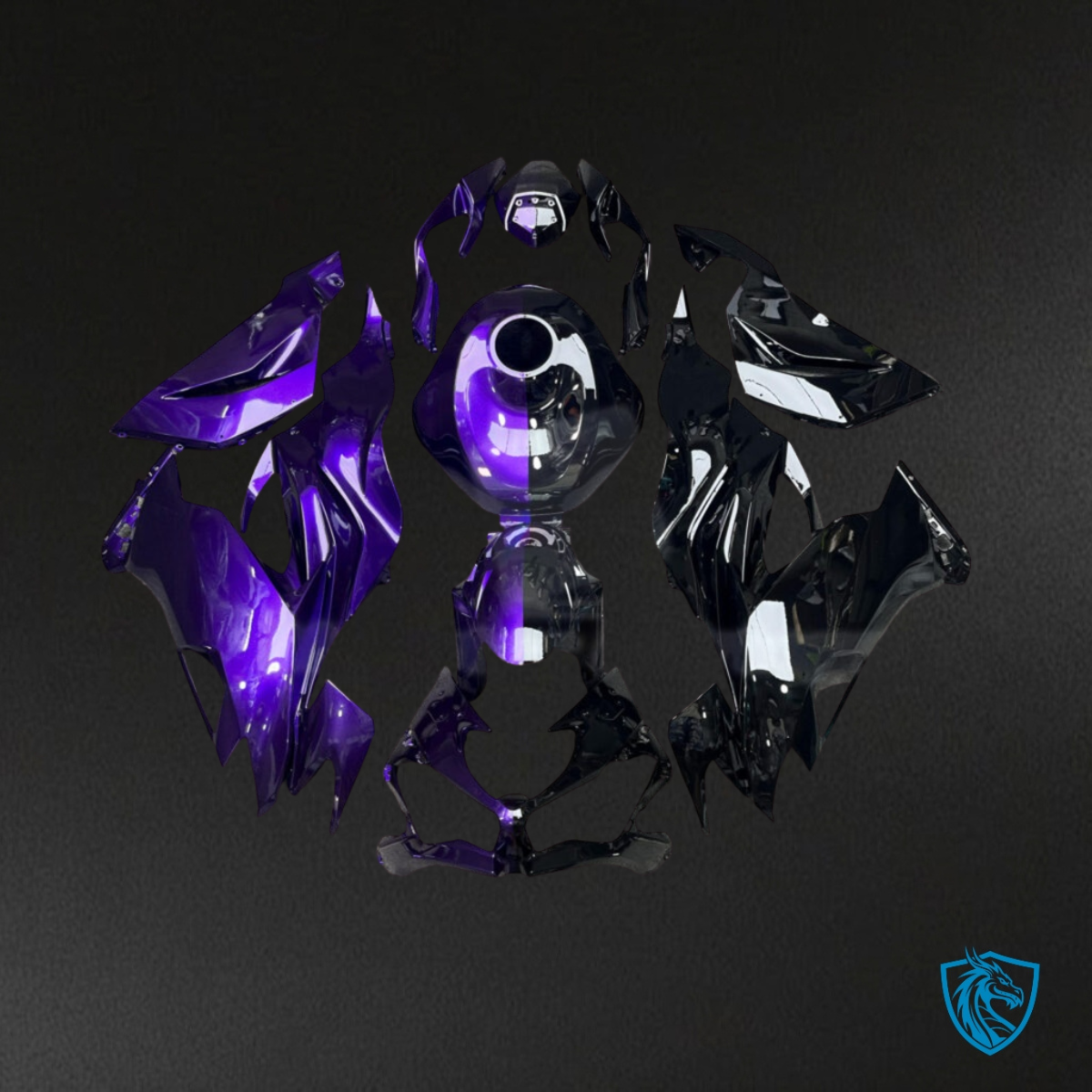 Kawasaki ZX6R (2019-2023) Gloss Purple & Black Split - MERGEment Motorcycle Fairings Kit