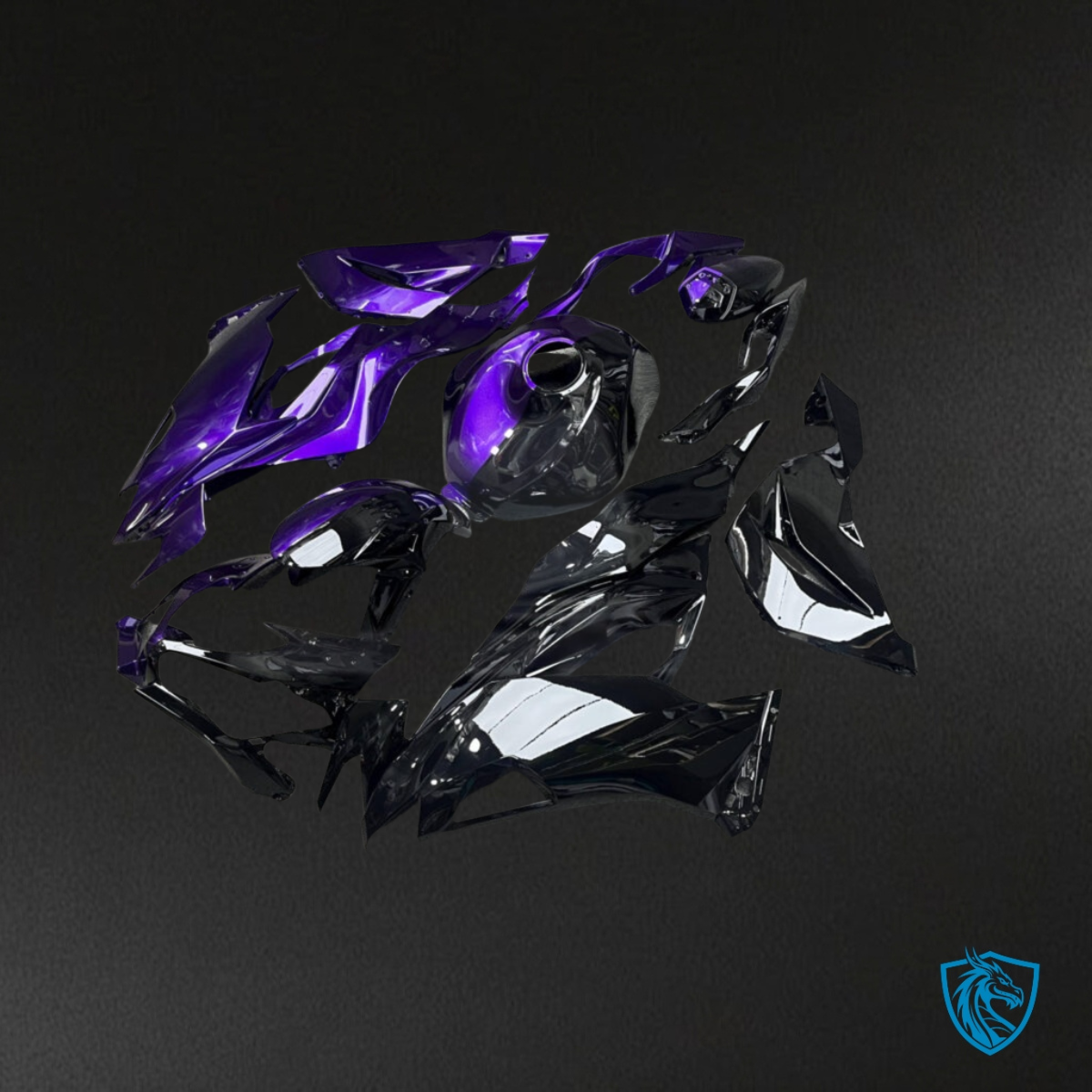 Kawasaki ZX6R (2019-2023) Gloss Purple & Black Split - MERGEment Motorcycle Fairings Kit