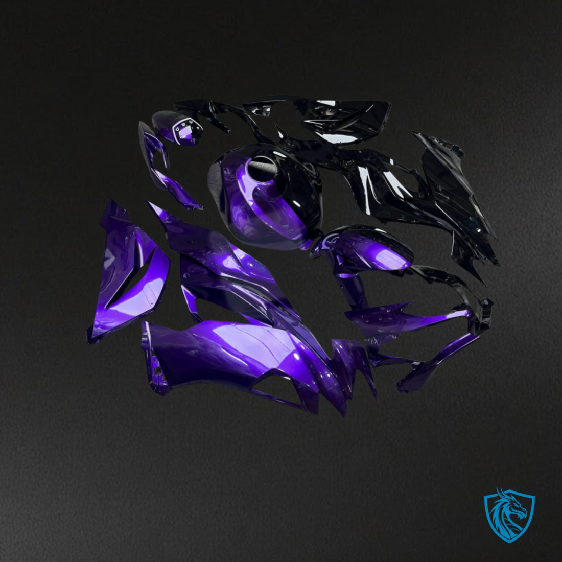Kawasaki ZX6R (2019-2023) Gloss Purple & Black Split - MERGEment Motorcycle Fairings Kit