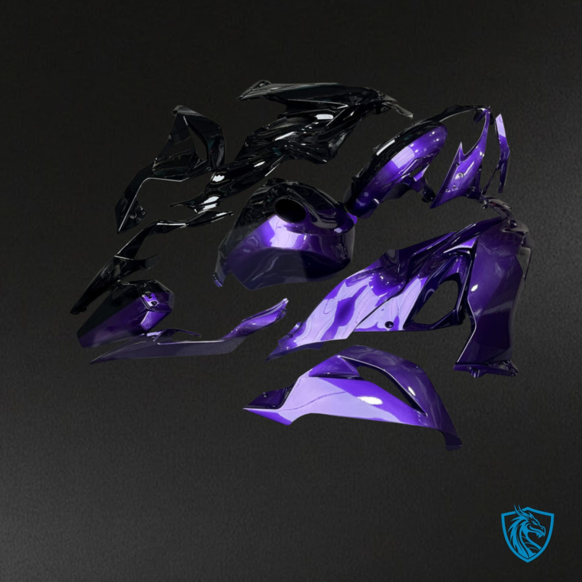 Kawasaki ZX6R (2019-2023) Gloss Purple & Black Split - MERGEment Motorcycle Fairings Kit
