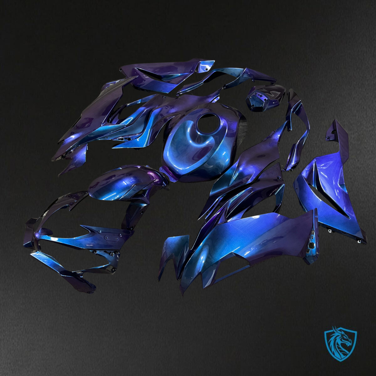 Kawasaki ZX6R (2019-2023) Gloss Purple & Blue Iridescent - Custom ABS Fairing Kit
