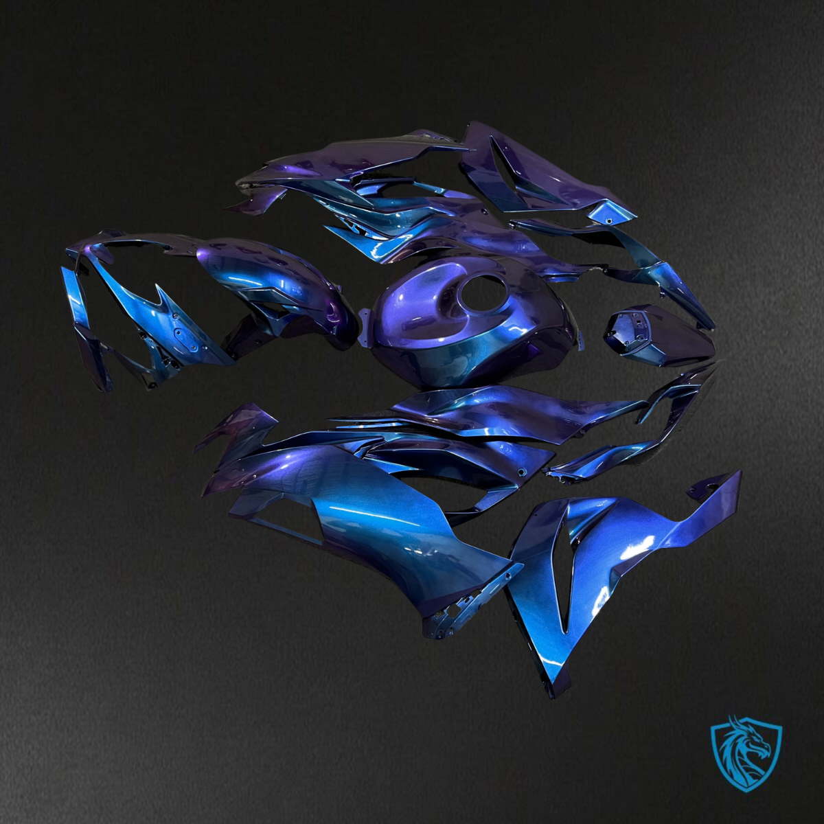 Kawasaki ZX6R (2019-2023) Gloss Purple & Blue Iridescent - Custom ABS Fairing Kit