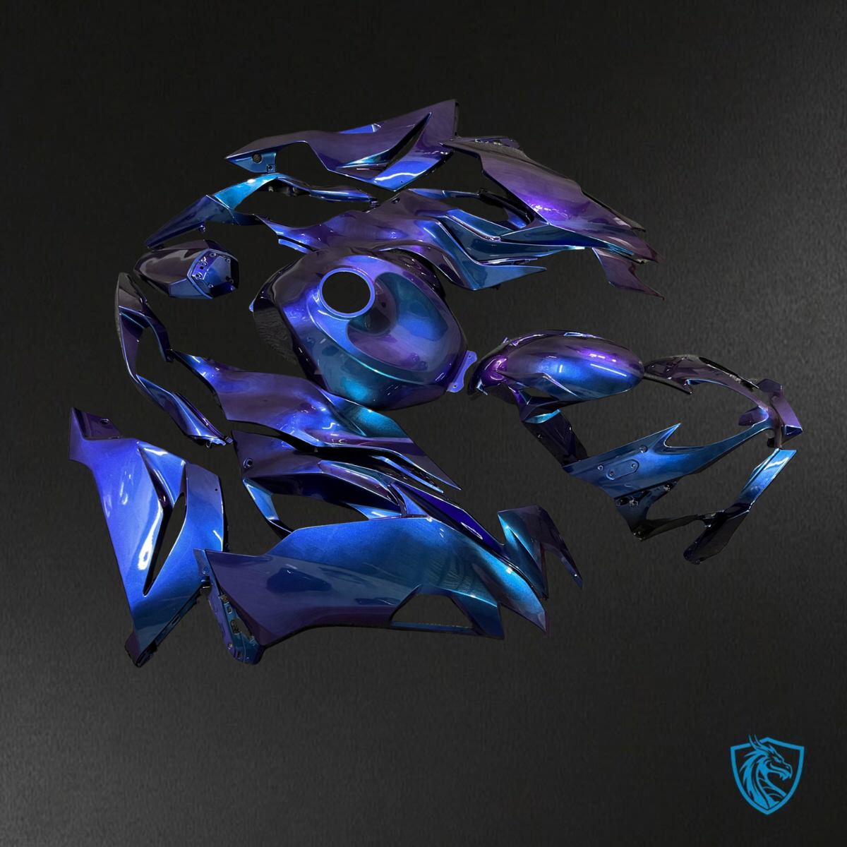 Kawasaki ZX6R (2019-2023) Gloss Purple & Blue Iridescent - Custom ABS Fairing Kit