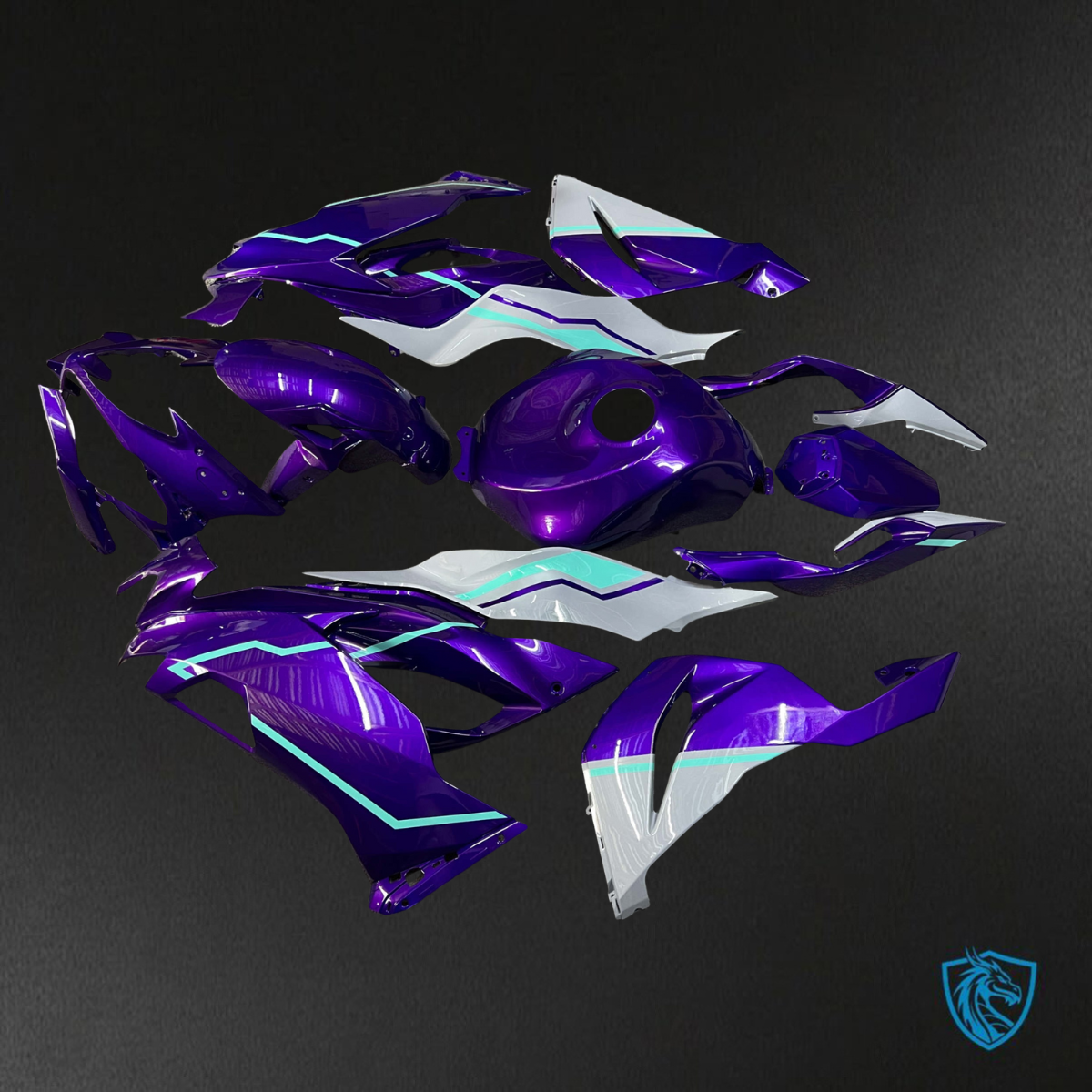 Kawasaki ZX6R (2019-2023) Gloss Purple, Gray & Coral Blue ABS Bodywork - Fairings Kit