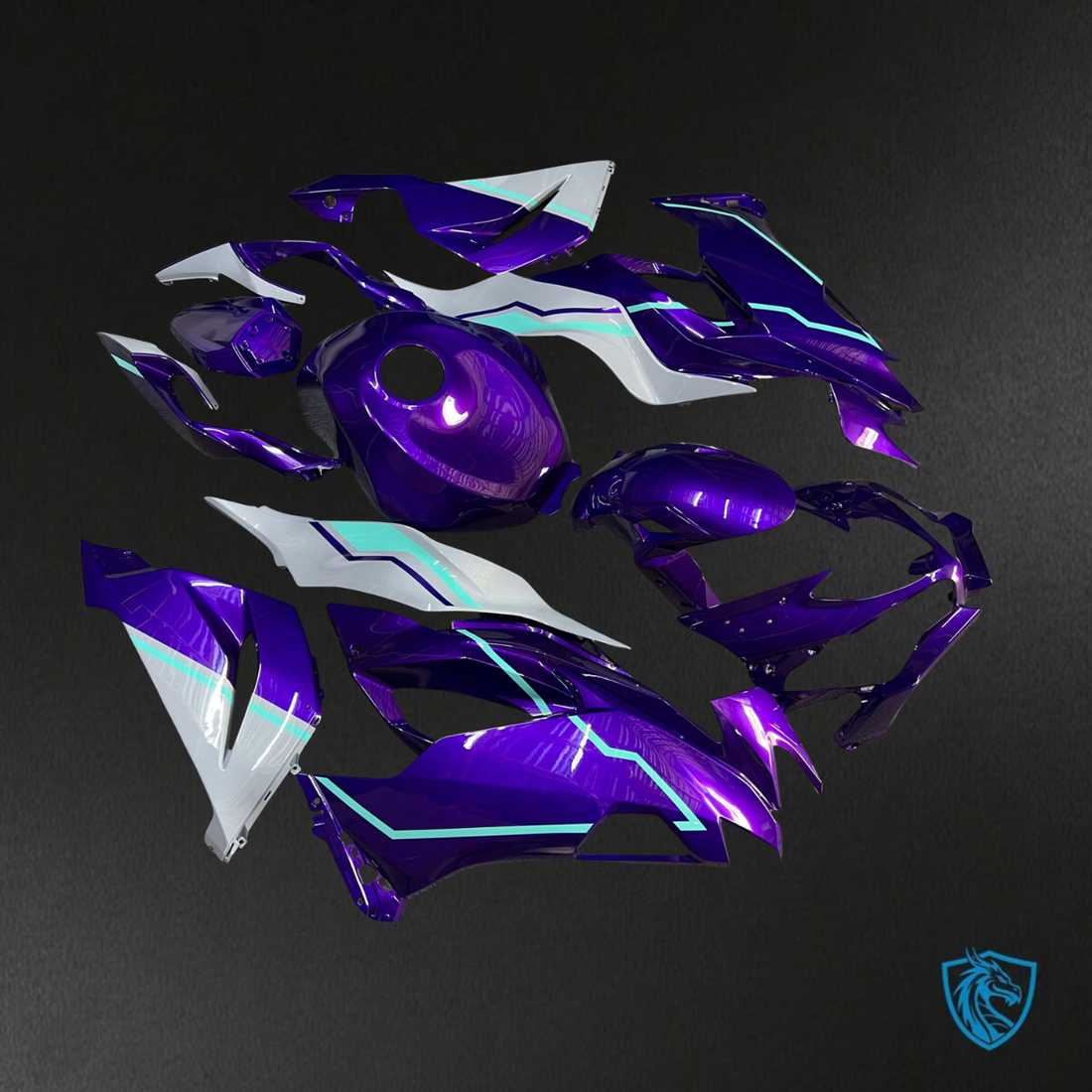 Kawasaki ZX6R (2019-2023) Gloss Purple, Gray & Coral Blue ABS Bodywork - Fairings Kit