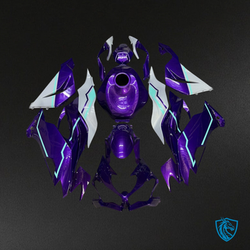 Kawasaki ZX6R (2019-2023) Gloss Purple, Gray & Coral Blue - Custom ABS Fairing Kit
