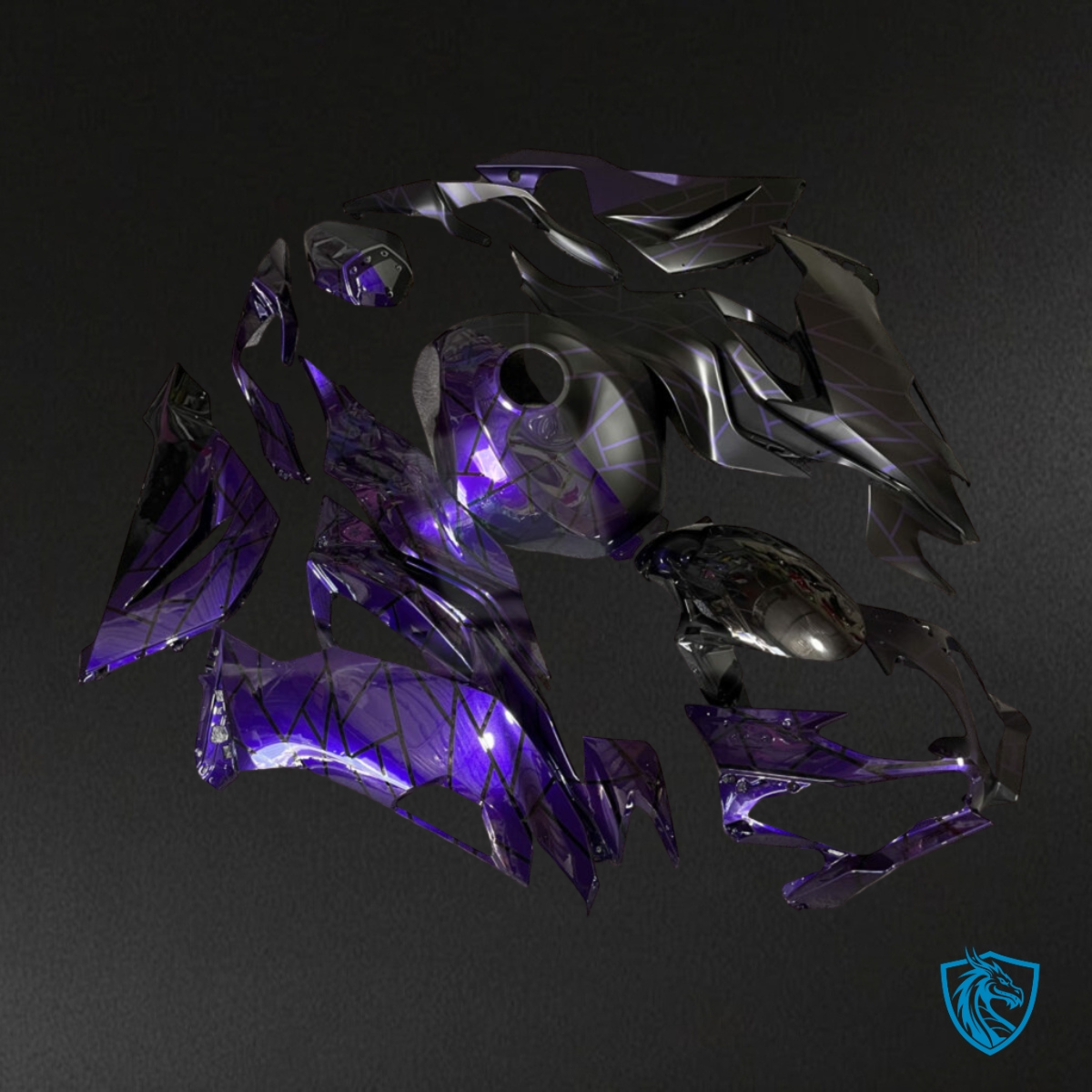 Kawasaki ZX6R (2019-2023) Gloss Purple & Matte Black Fairing Kit | ABS Bodywork