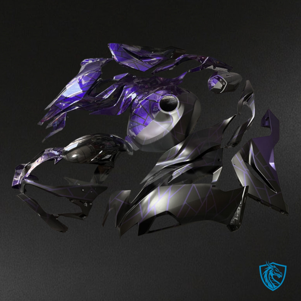 Kawasaki ZX6R (2019-2023) Gloss Purple & Matte Black Fairing Kit | ABS Bodywork