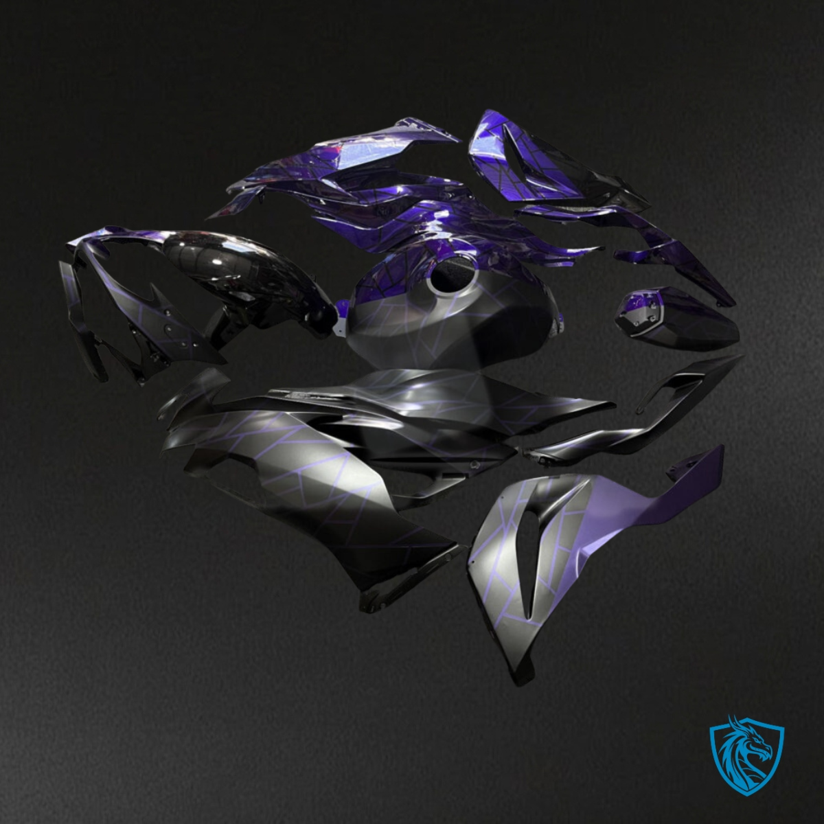 Kawasaki ZX6R (2019-2023) Gloss Purple & Matte Black Fairing Kit | ABS Bodywork
