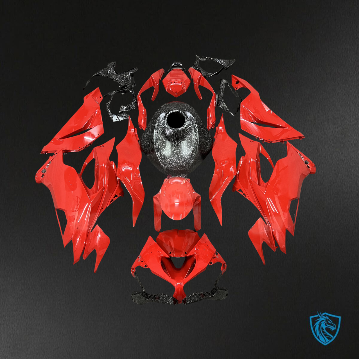 Kawasaki ZX6R (2019-2023) Gloss Red Forged Carbon Fiber ABS Bodywork - Fairings Kit
