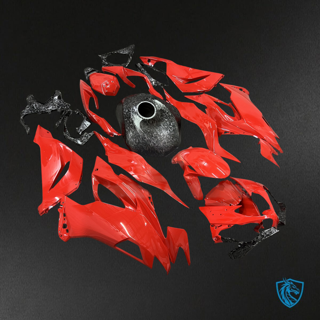 Kawasaki ZX6R (2019-2023) Gloss Red Forged Carbon Fiber ABS Bodywork - Fairings Kit