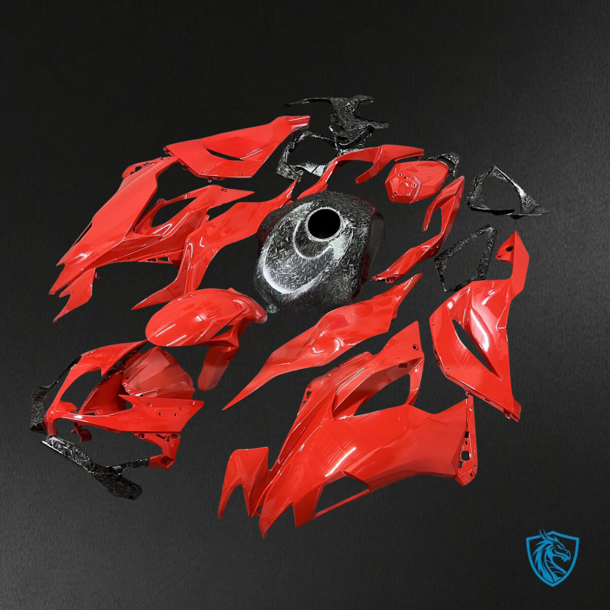 Kawasaki ZX6R (2019-2023) Gloss Red Forged Carbon Fiber ABS Bodywork - Fairings Kit