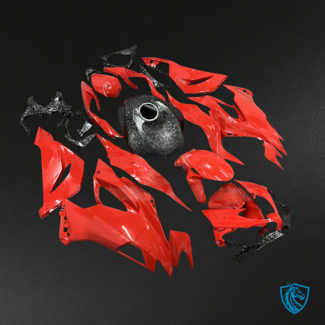 Kawasaki ZX6R (2019-2023) Gloss Red & Black Fairing Kit - Aftermarket ABS Bodywork